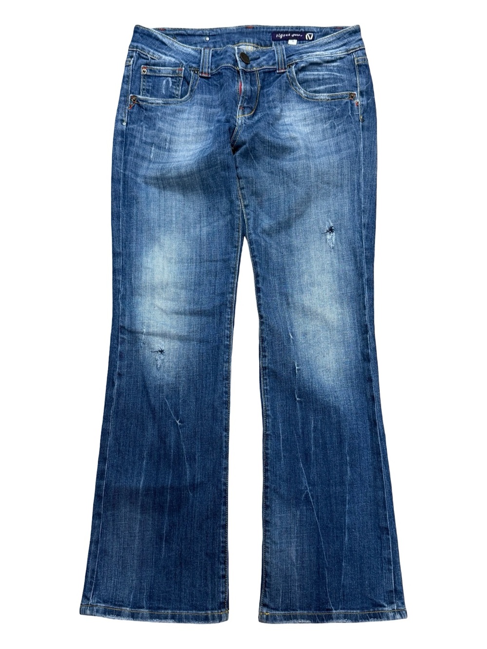 Womens Y2K Vigoss Dark Wash Bootcut Grunge Blue Denim Cute Jeans Size 11